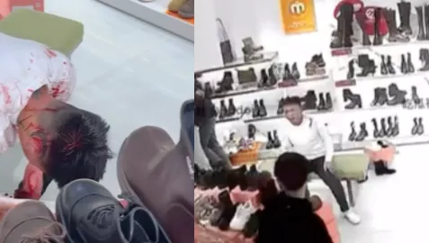 山东菏泽曹县银座-十几个精神小伙围殴一人-现场视频曝光-小漫鞋店血战